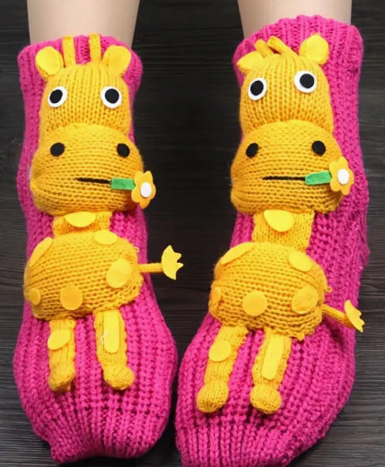 🔥This week's hot sale🔥3D cartoon animal winter warm home knitted sweater socks