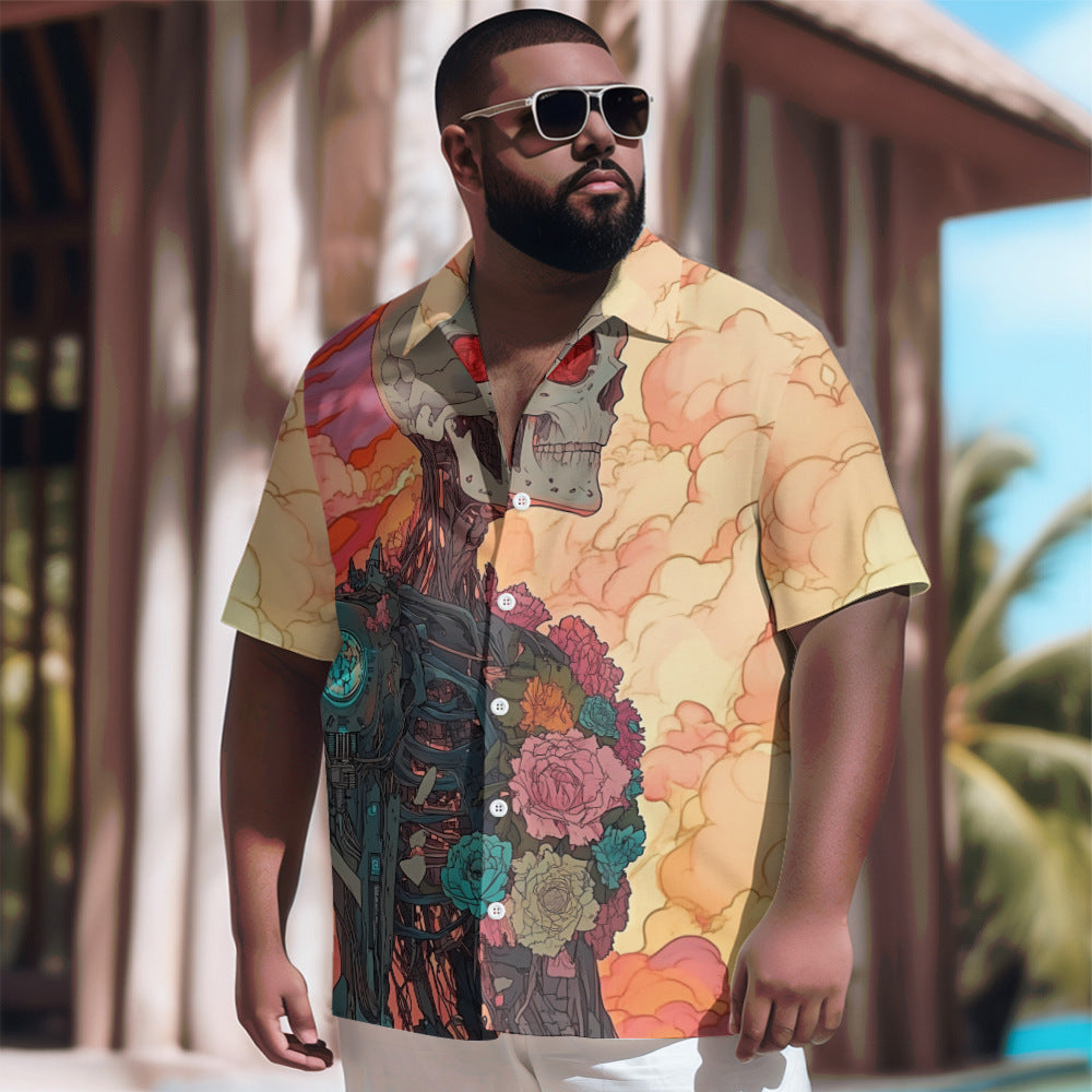 Men's Large Size Short Sleeve 3D Printed Resort Shirt