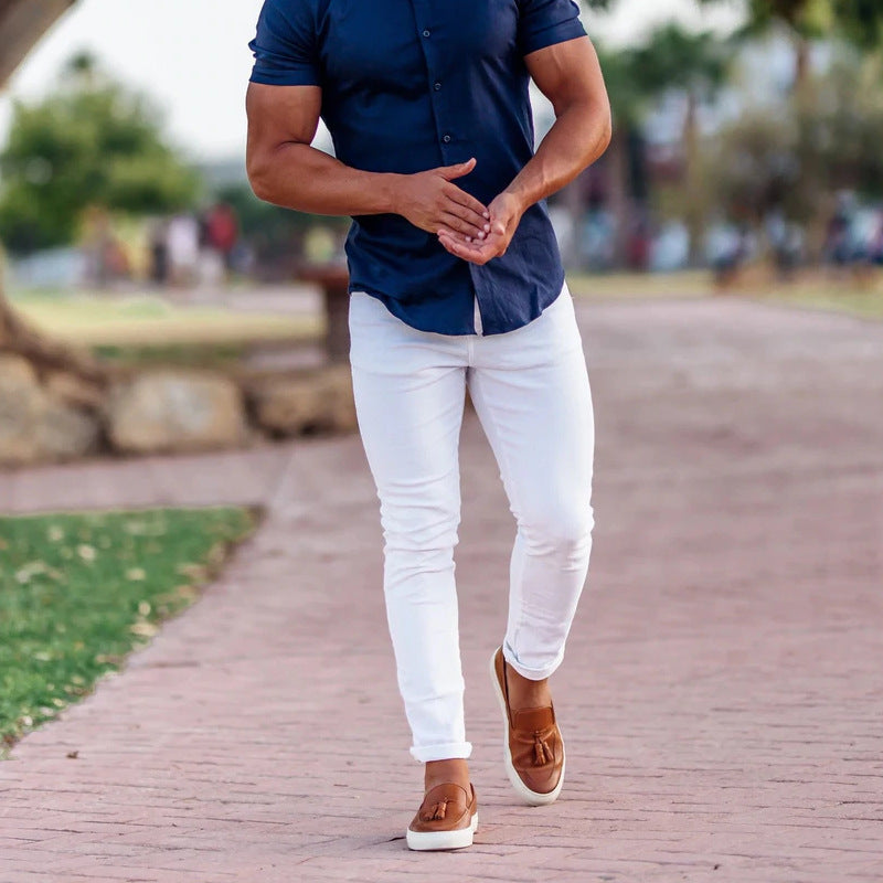 Men's Casual Solid Color Slim Fit Trousers