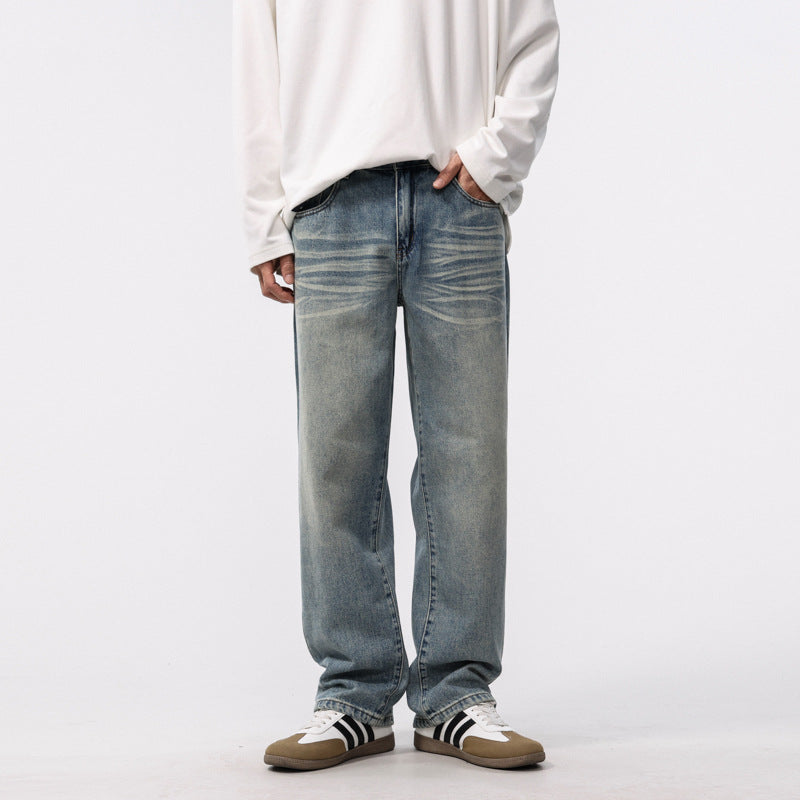 Men's retro all-match casual straight jeans