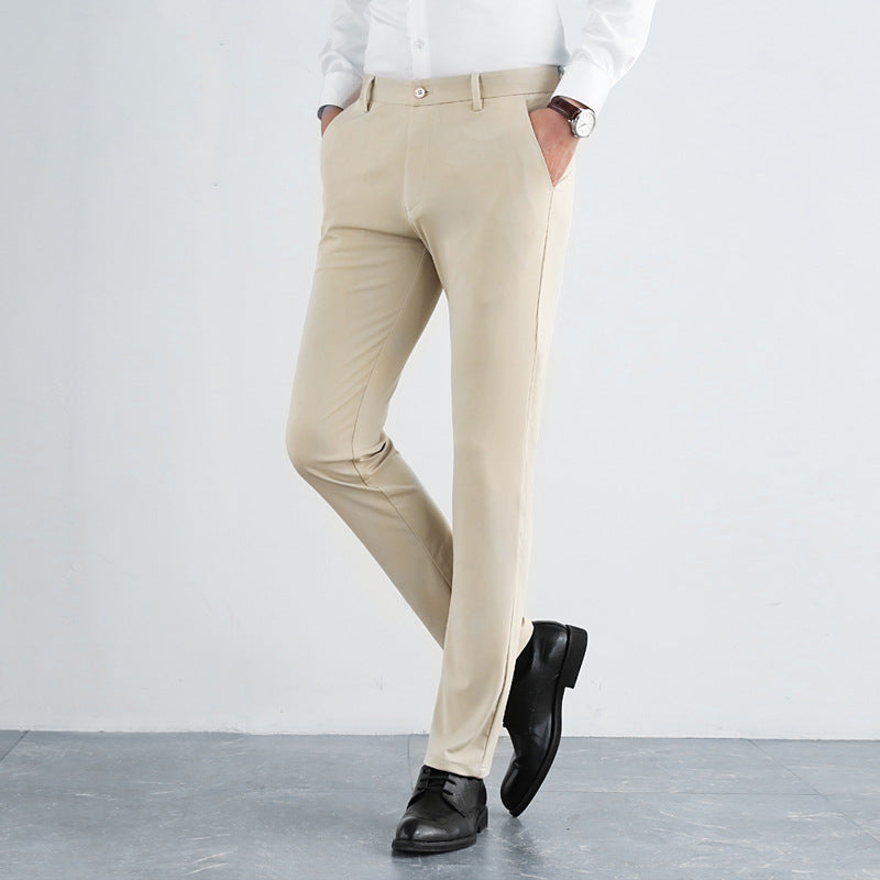 Men's high-elastic straight slim business trousers