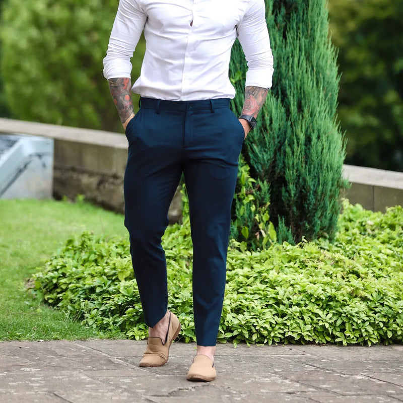 Men's Casual Solid Color Slim Fit Trousers