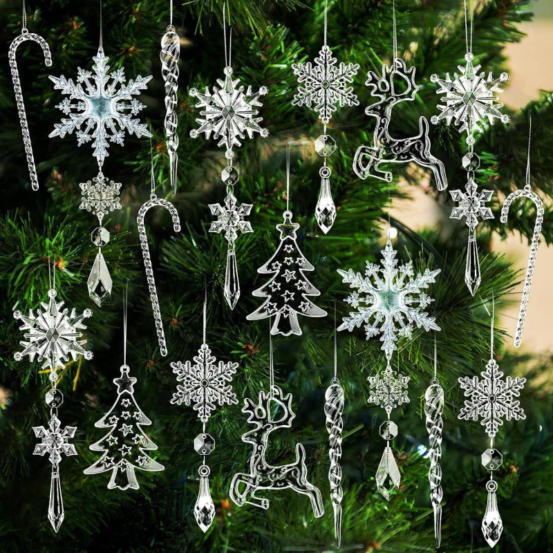 🔥This week's hot sale🔥18 Crystal Snowflake and Icicle Christmas Tree Ornaments