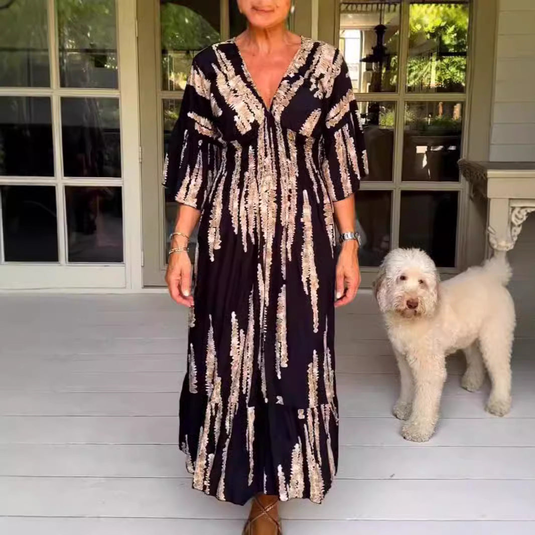 🔥This week's hot sale🔥V-neck tie-dye print dress