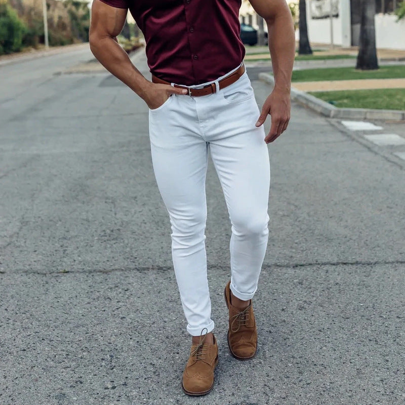 Men's Casual Solid Color Slim Fit Trousers