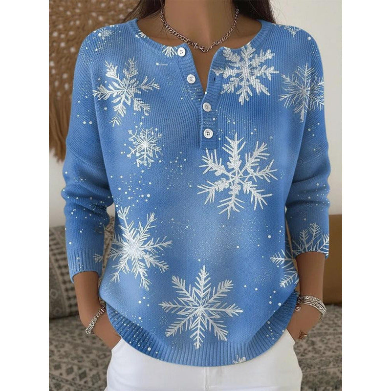 🔥This week's hot sale🔥Buttoned Christmas Tree Print Sweatshirt