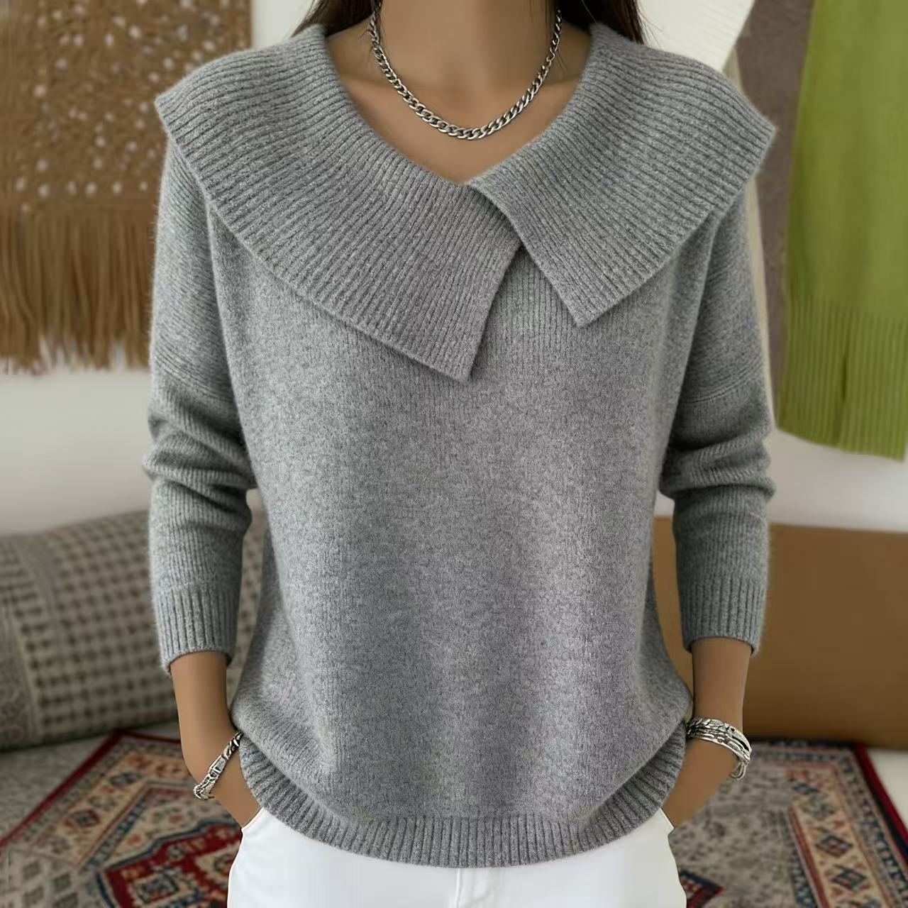 🔥This week's hot sale🔥Women's Christmas Lapel Pullover Sweater