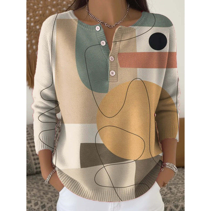 🔥This week's hot sale🔥Buttoned Christmas Tree Print Sweatshirt