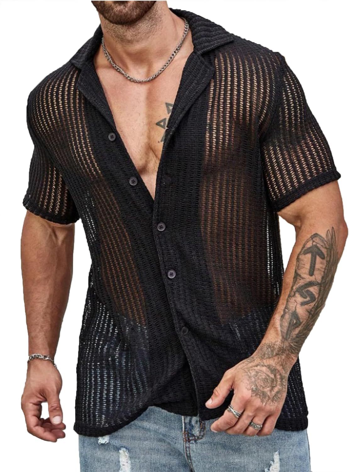 Men's solid color knitted shirt tops