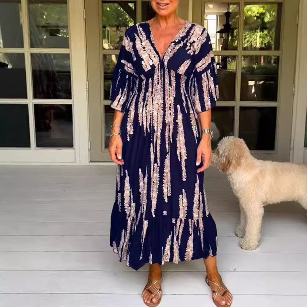 🔥This week's hot sale🔥V-neck tie-dye print dress