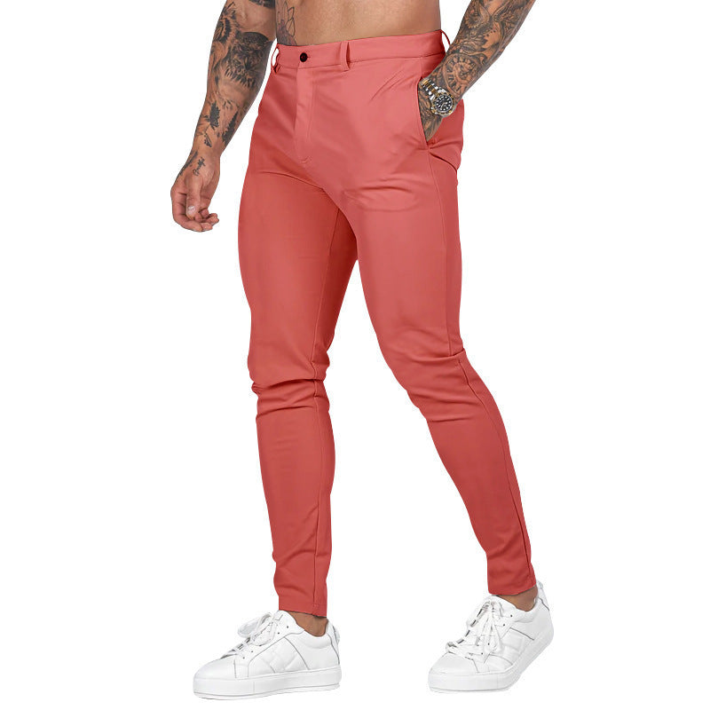 Men's Casual Solid Color Slim Fit Trousers