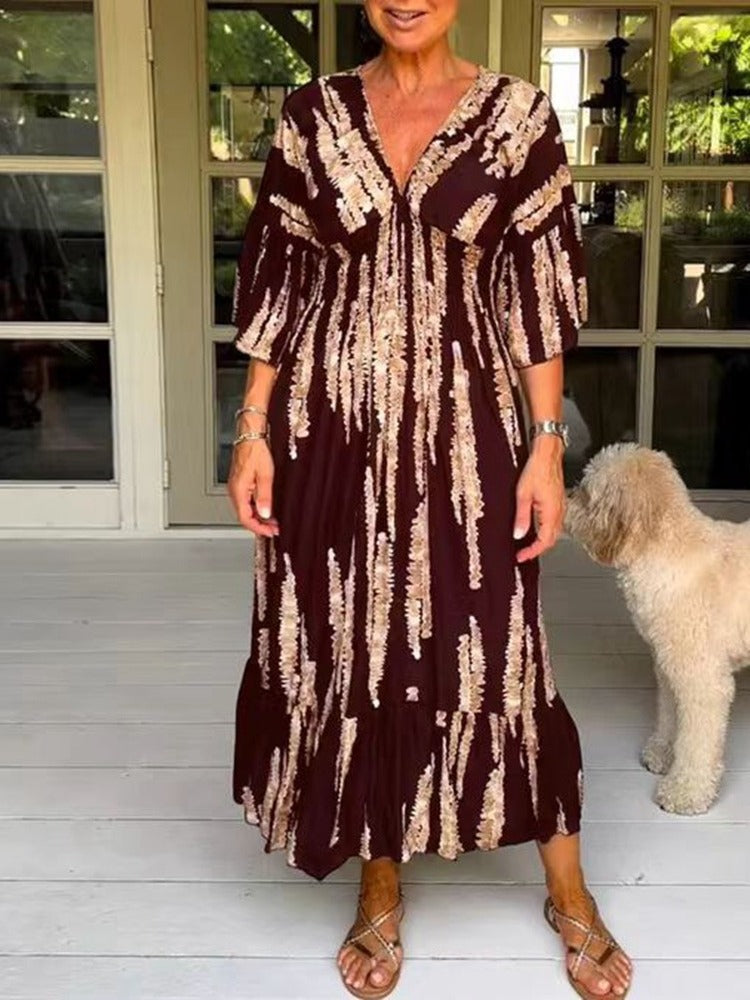 🔥This week's hot sale🔥V-neck tie-dye print dress