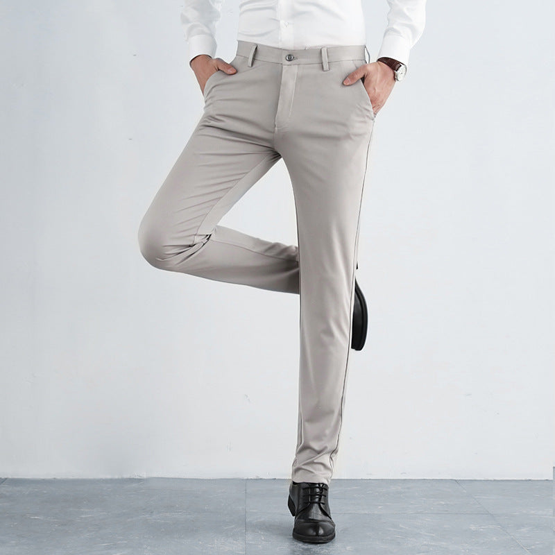 Men's high-elastic straight slim business trousers