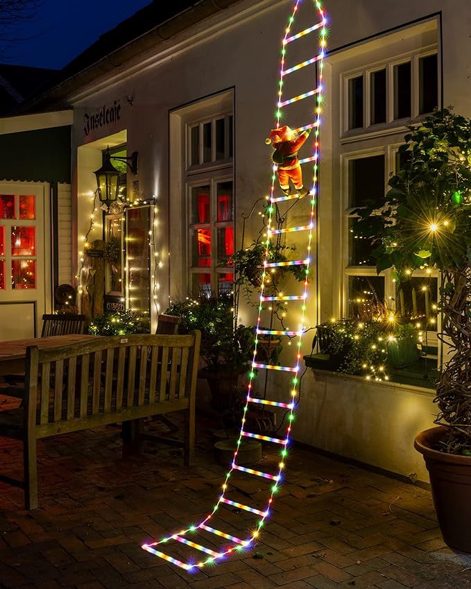 🔥This week's hot sale🔥christmas decorative ladder lights with santa claus