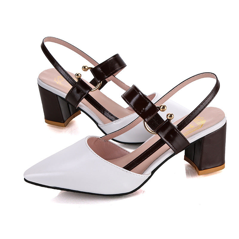 🔥This week's hot sale🔥Women's thick heel pointed toe buckle high heel sandals