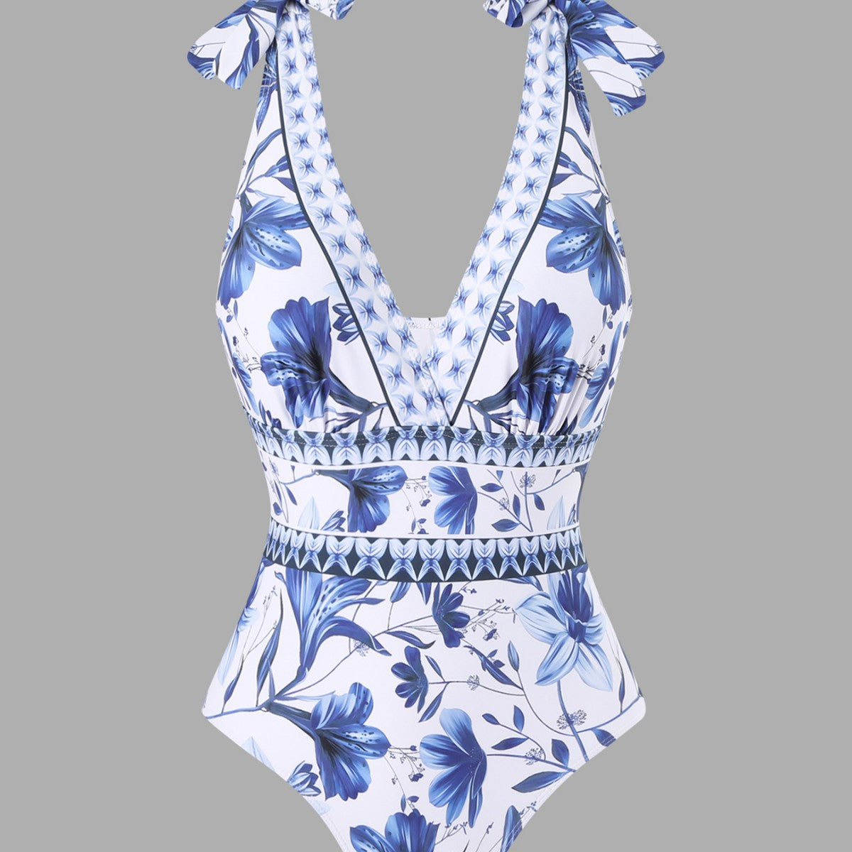 🔥This week's hot sale🔥 blue and white porcelain swimsuit wrap skirt suits