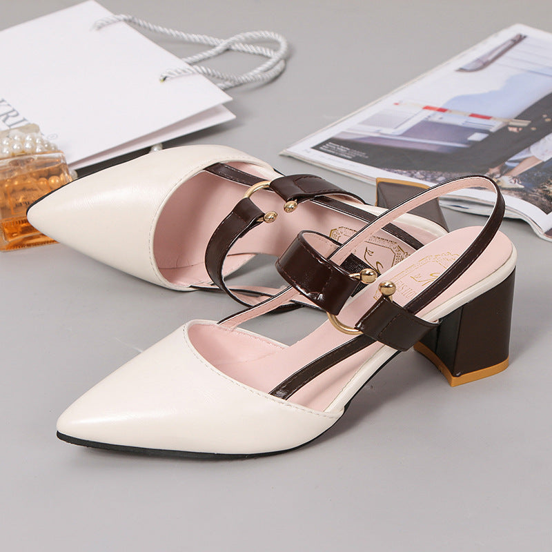 🔥This week's hot sale🔥Women's thick heel pointed toe buckle high heel sandals