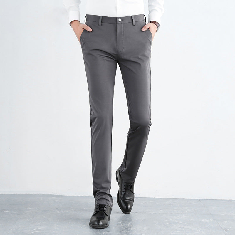 Men's high-elastic straight slim business trousers