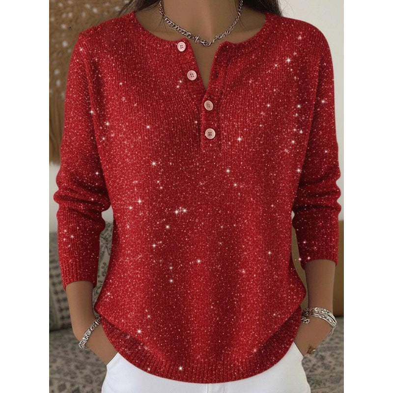 🔥This week's hot sale🔥Buttoned Christmas Tree Print Sweatshirt