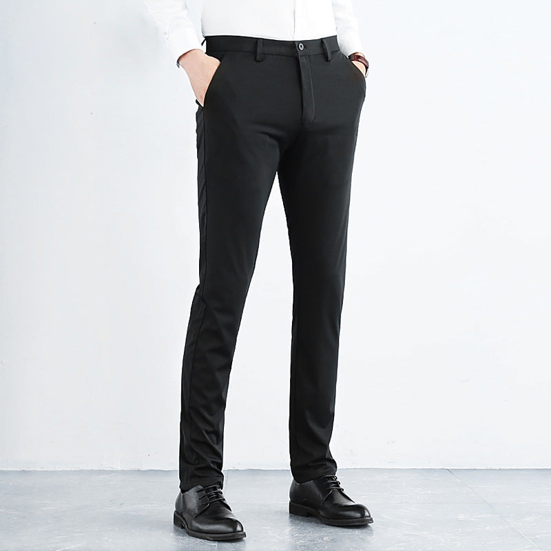 Men's high-elastic straight slim business trousers