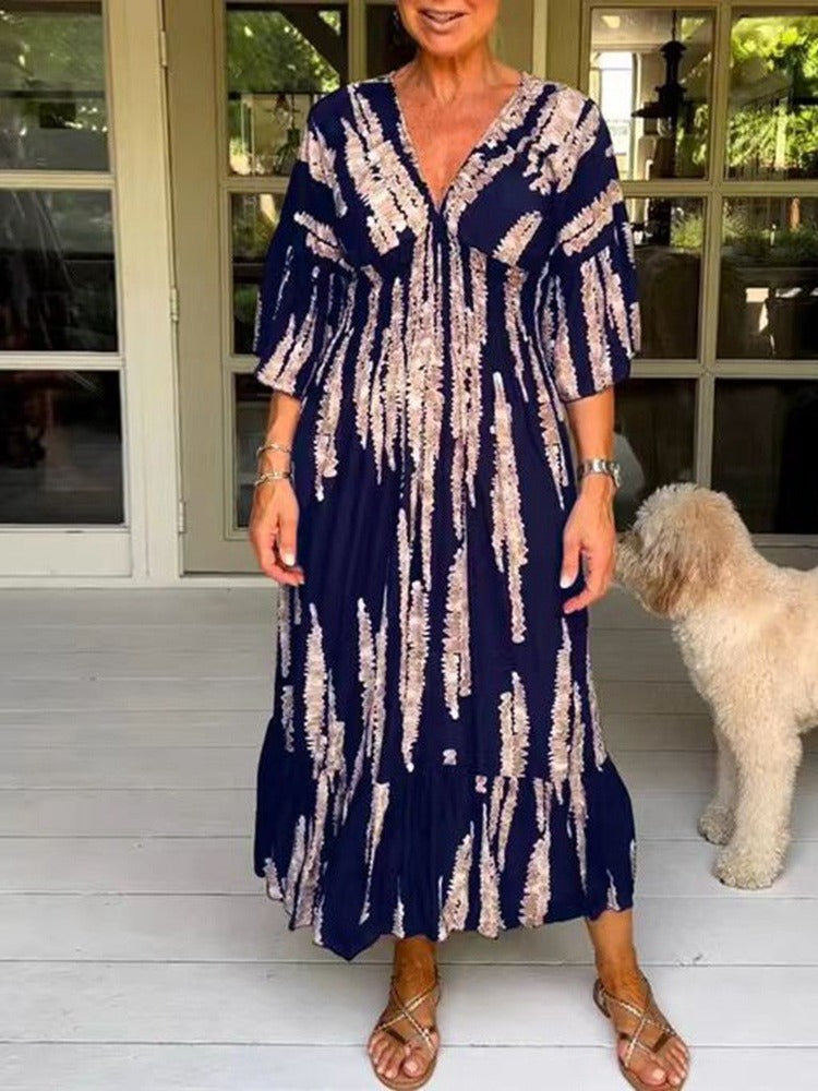 🔥This week's hot sale🔥V-neck tie-dye print dress