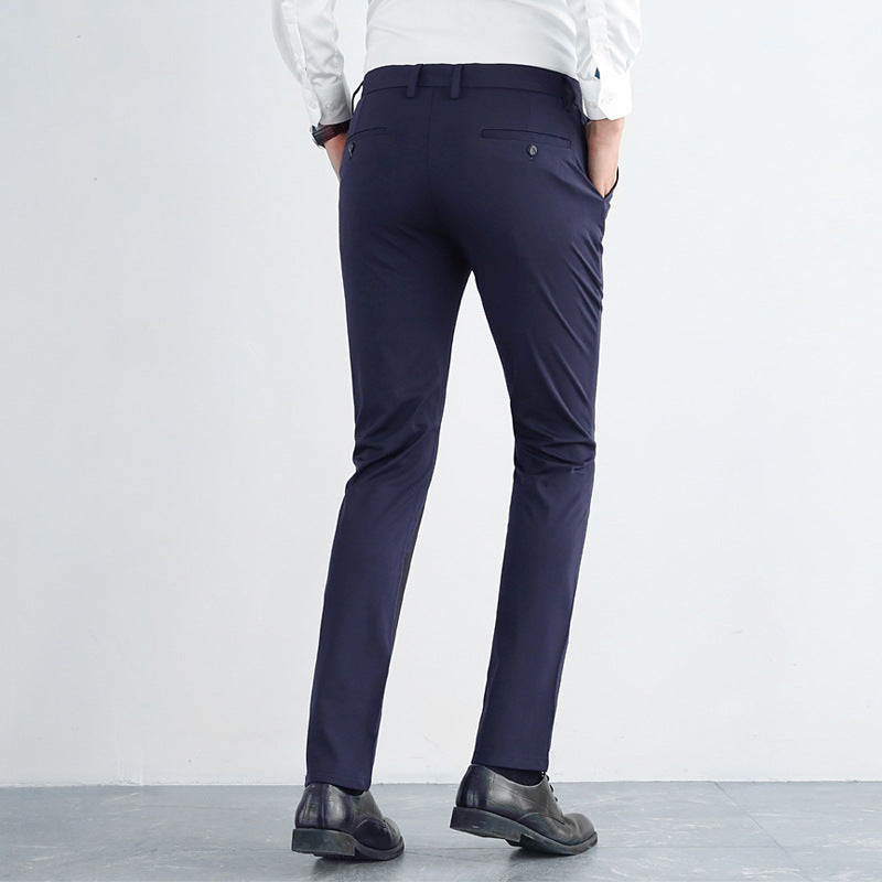 Men's high-elastic straight slim business trousers