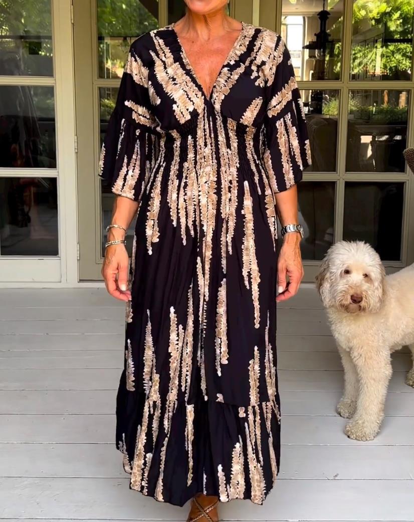 🔥This week's hot sale🔥V-neck tie-dye print dress