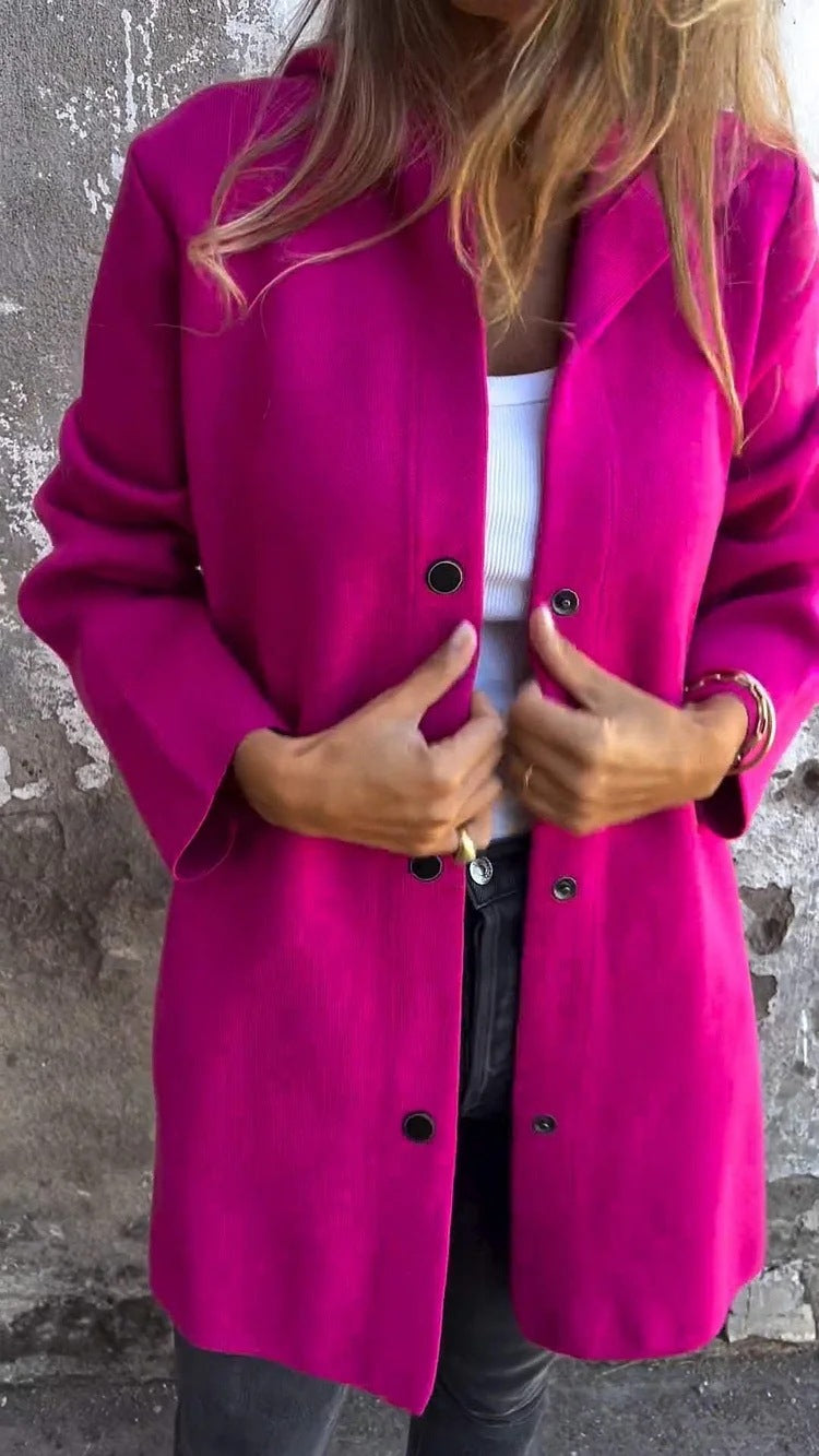 🔥This week's hot sale🔥Women's solid color casual single-breasted hooded jacket