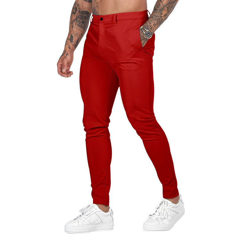Men's Casual Solid Color Slim Fit Trousers