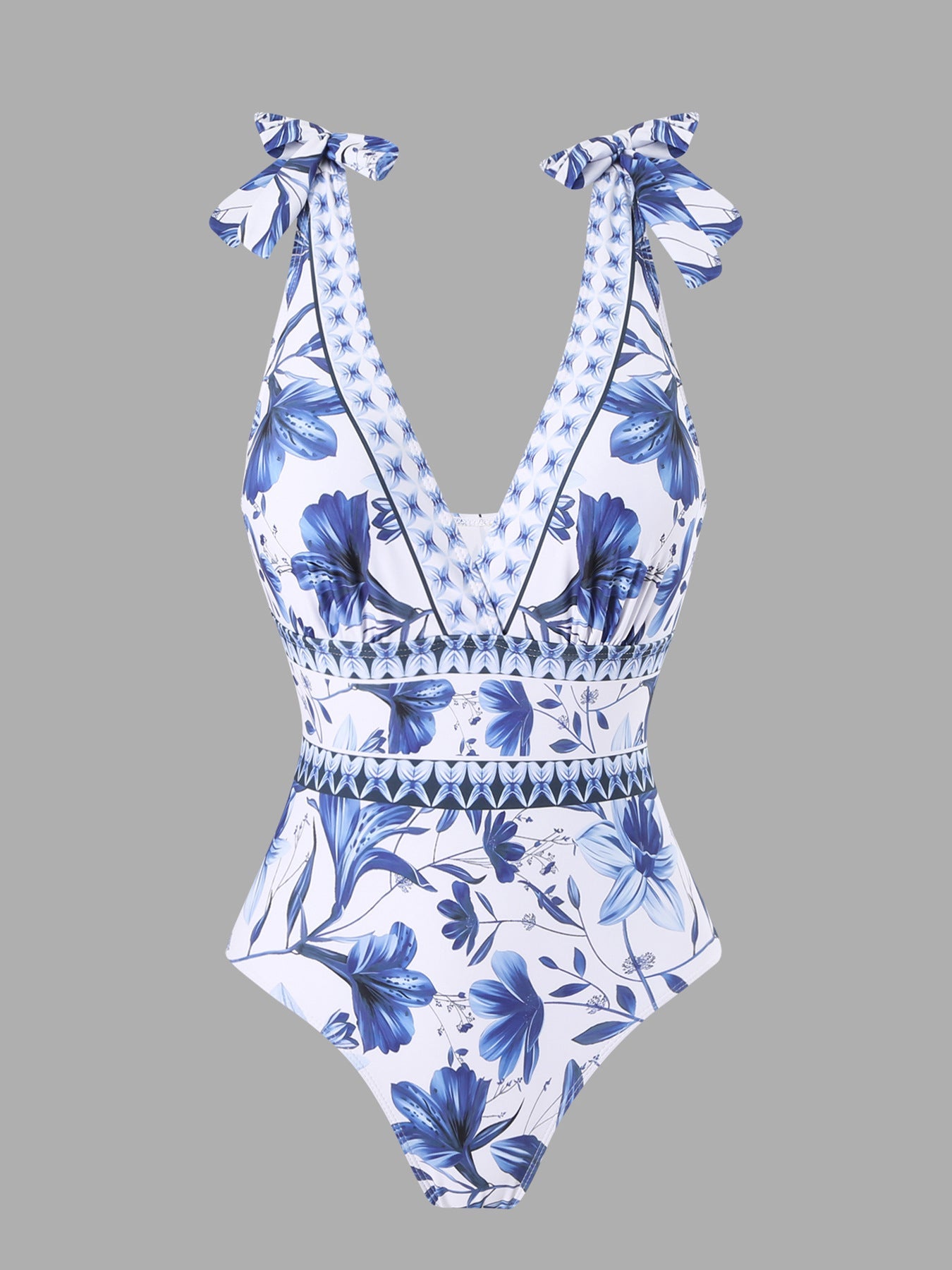🔥This week's hot sale🔥 blue and white porcelain swimsuit wrap skirt suits
