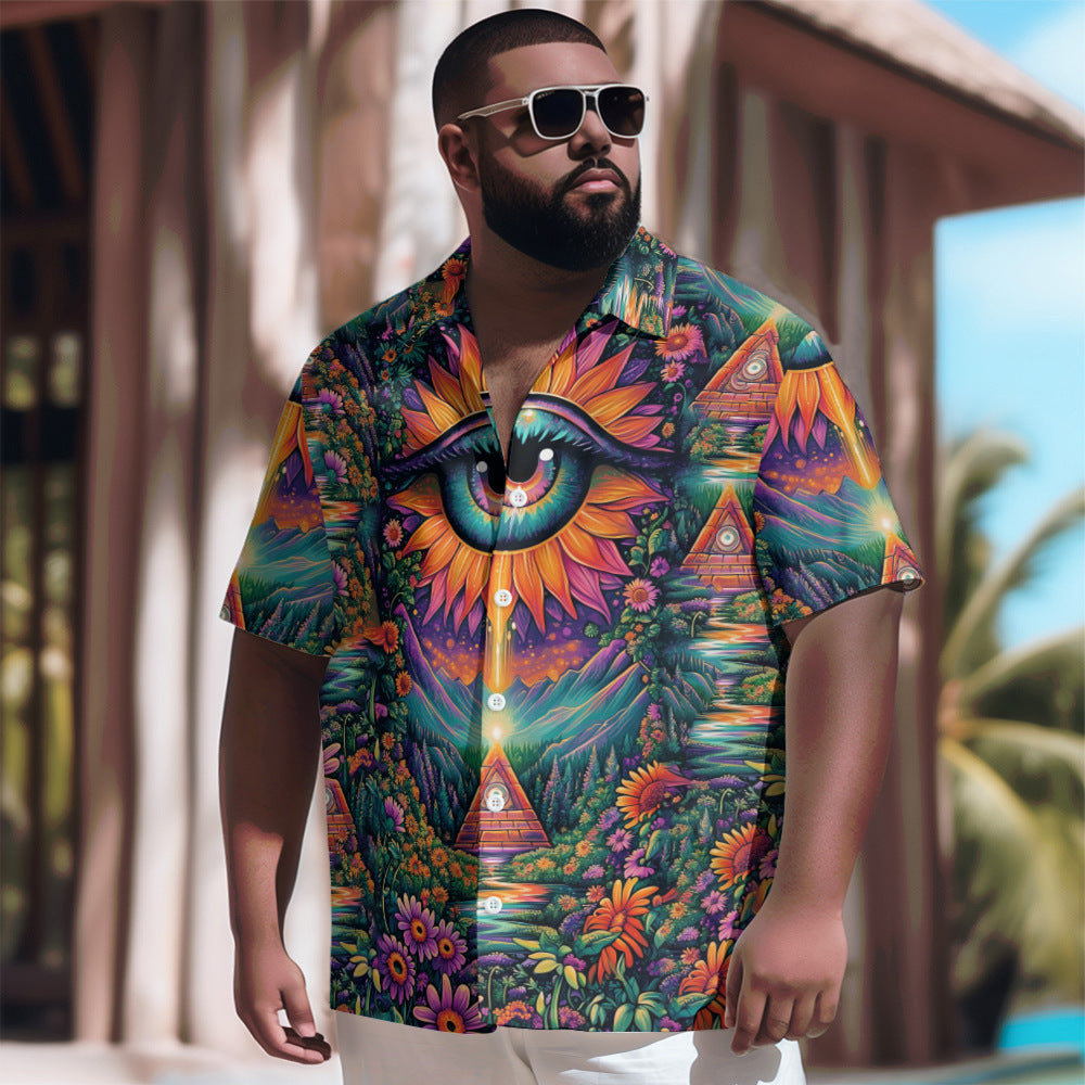 Men's Large Size Short Sleeve 3D Printed Resort Shirt
