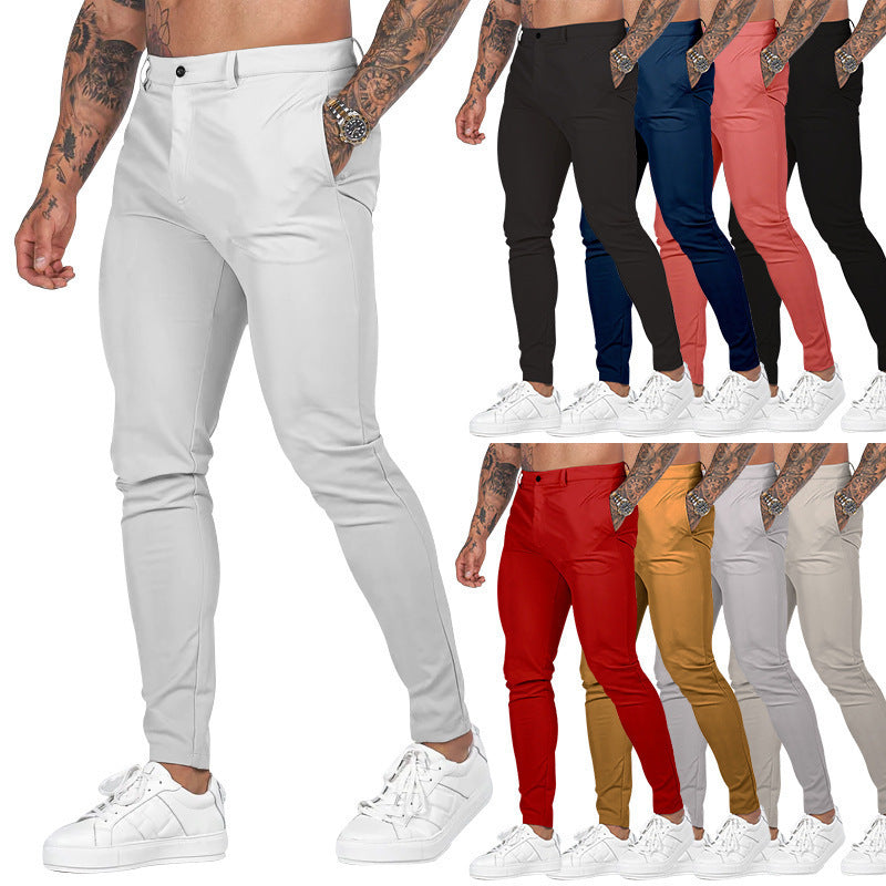 Men's Casual Solid Color Slim Fit Trousers