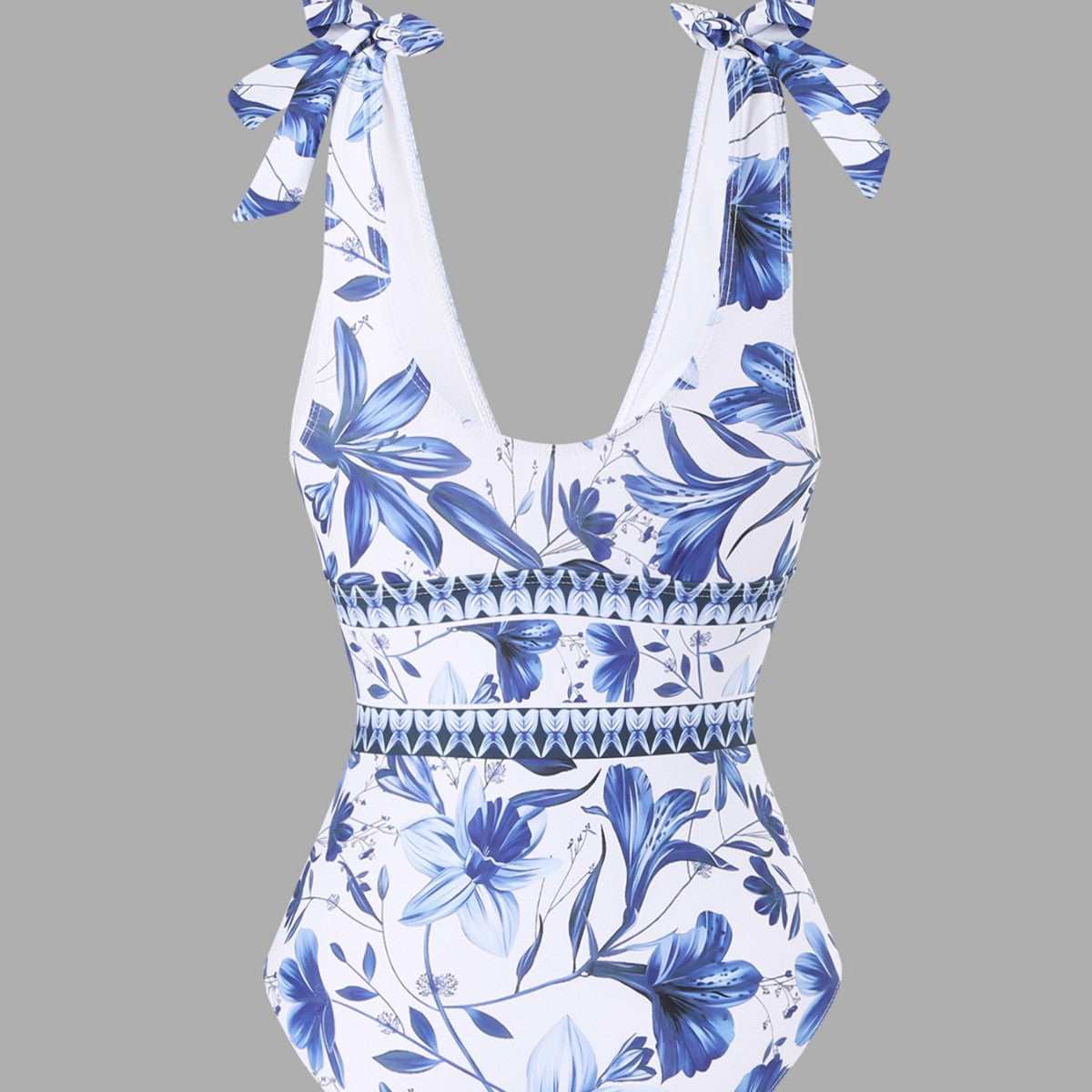 🔥This week's hot sale🔥 blue and white porcelain swimsuit wrap skirt suits