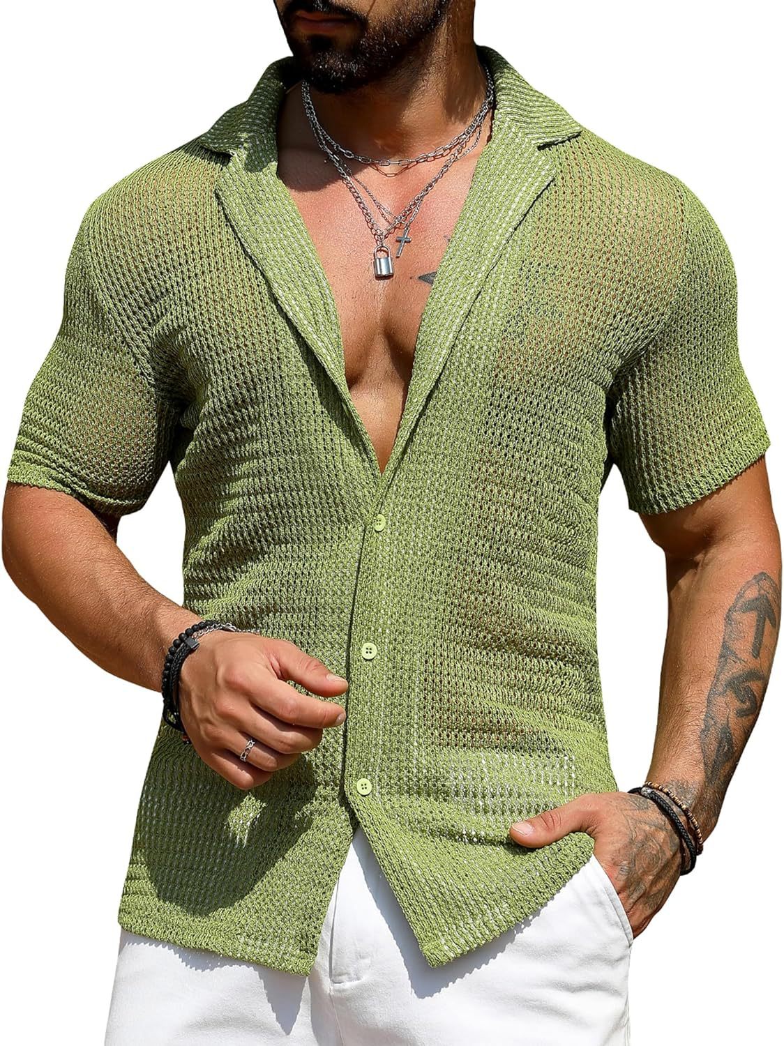 Men's solid color knitted shirt tops