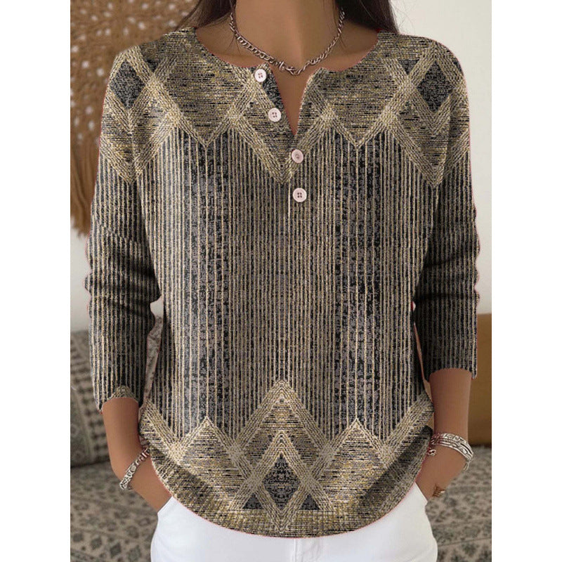 🔥This week's hot sale🔥Buttoned Christmas Tree Print Sweatshirt