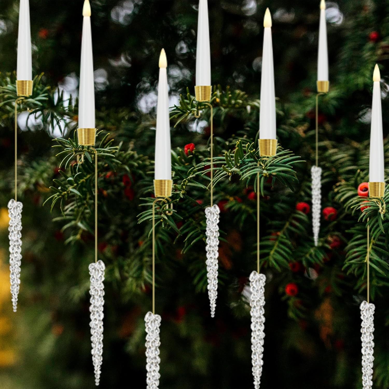 🔥This week's hot sale🔥 christmas tree led candles with clear crystal ball hook limited stock