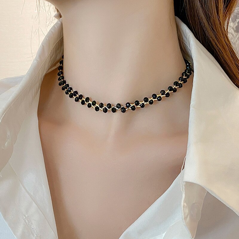 🔥This week's hot sale🔥 Green crystal metal braided mesh pendant necklace