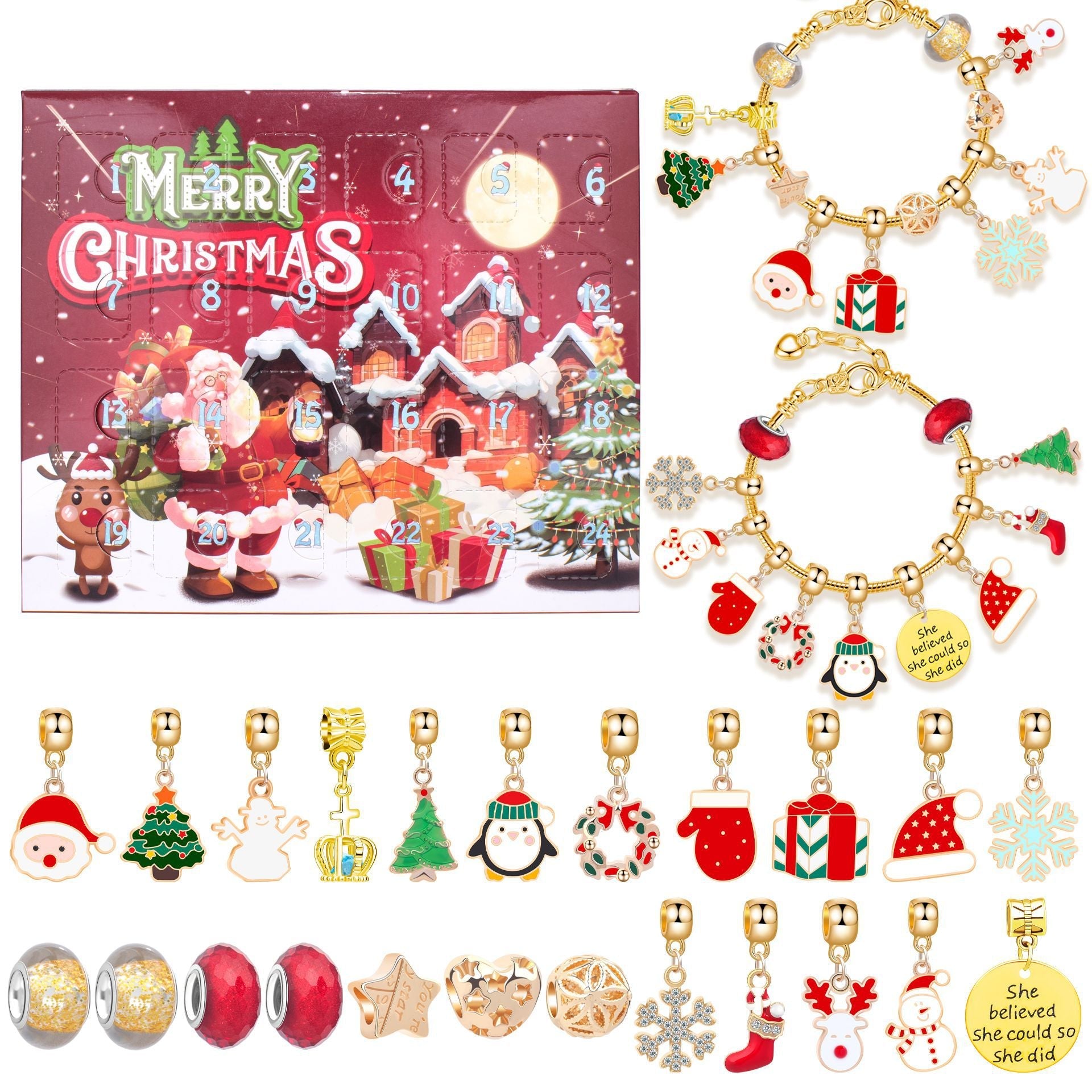 🔥This week's hot sale🔥diy christmas advent calendar bracelets set