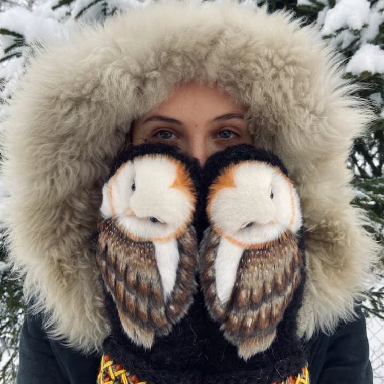 🔥This week's hot sale🔥 Hand Knitted Wool Nordic Mittens with Owls