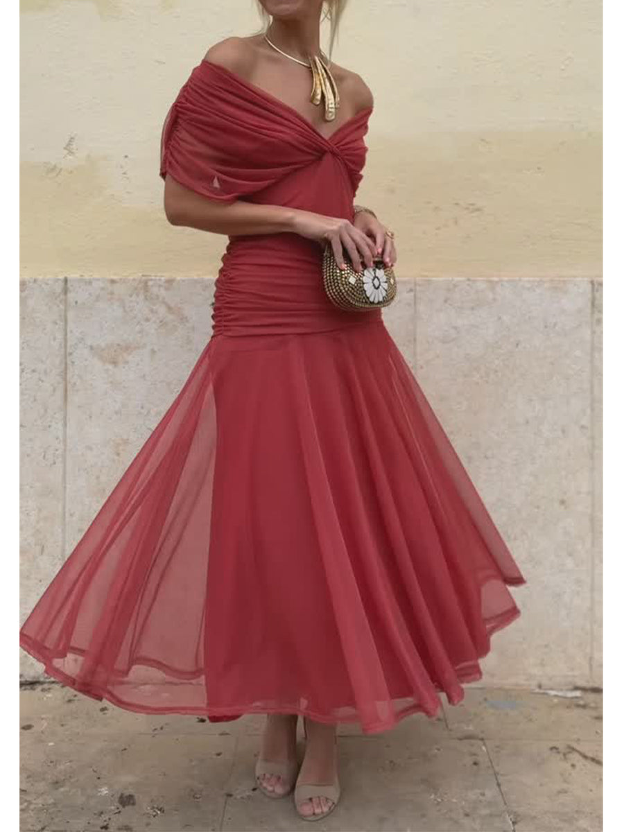 🔥This week's hot sale🔥 Women's Elegant Mesh Boutonniere Dress