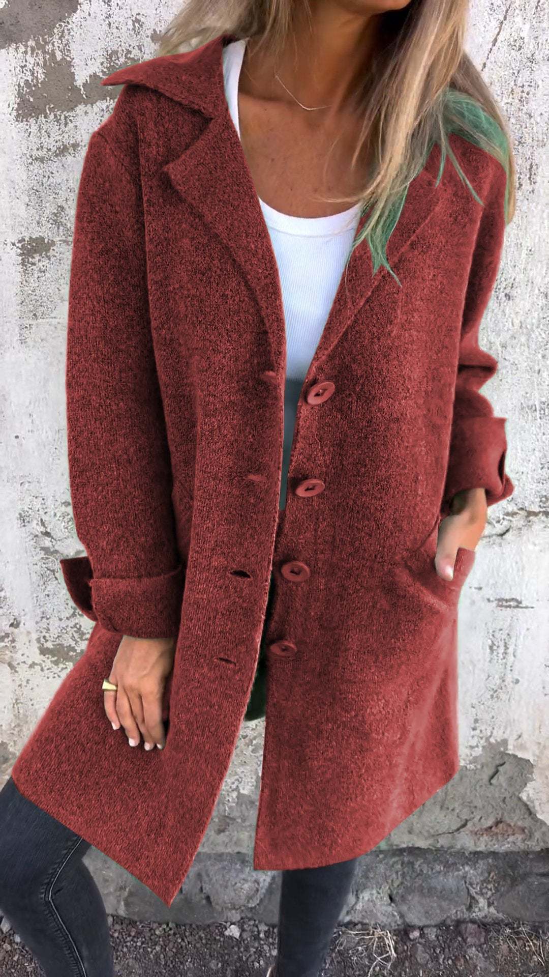 🔥This week's hot sale🔥Casual Lapel Wool Single Breasted Long Coat