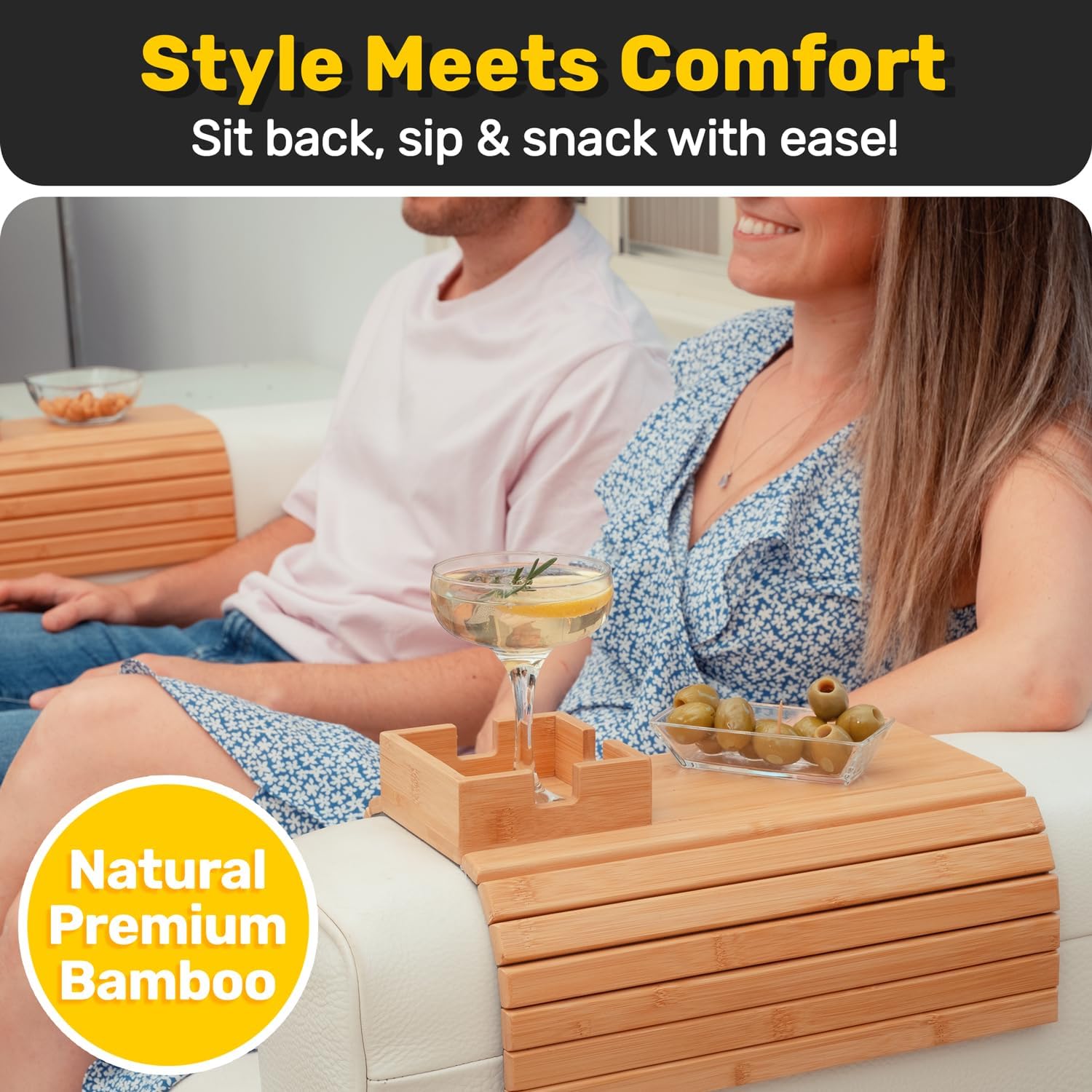 🤩360° Rotating Bamboo Sofa Arm Tray