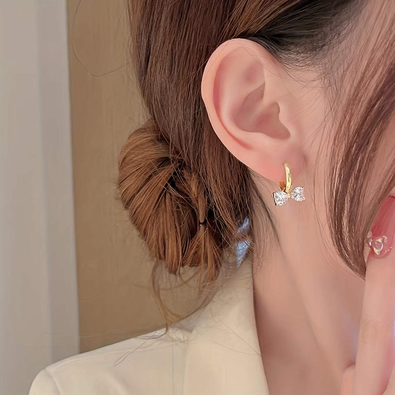 🔥This week's hot sale🔥heart-shaped bow design hoop earringss