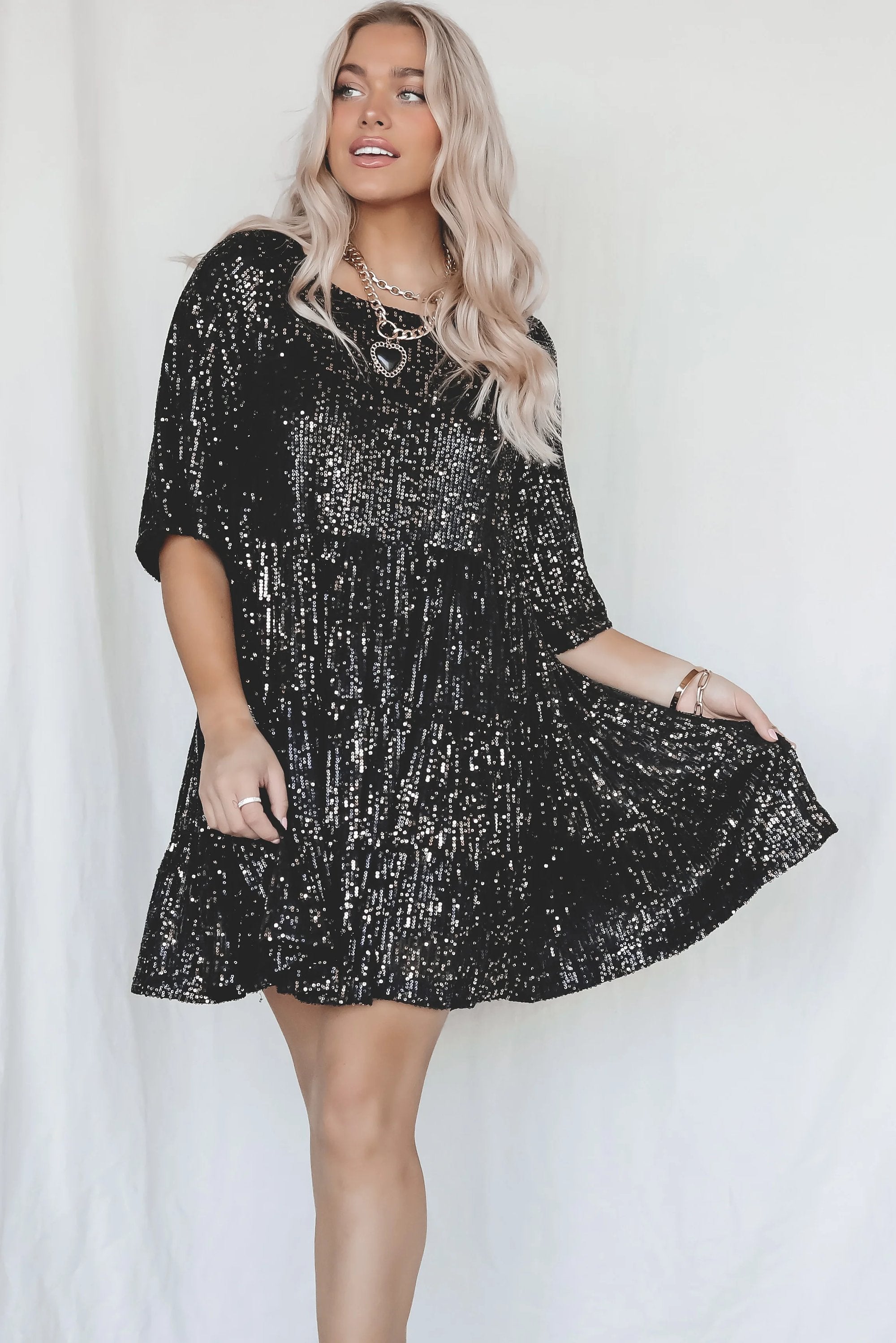 🔥This week's hot sale🔥 Sequin Baby Doll Dress