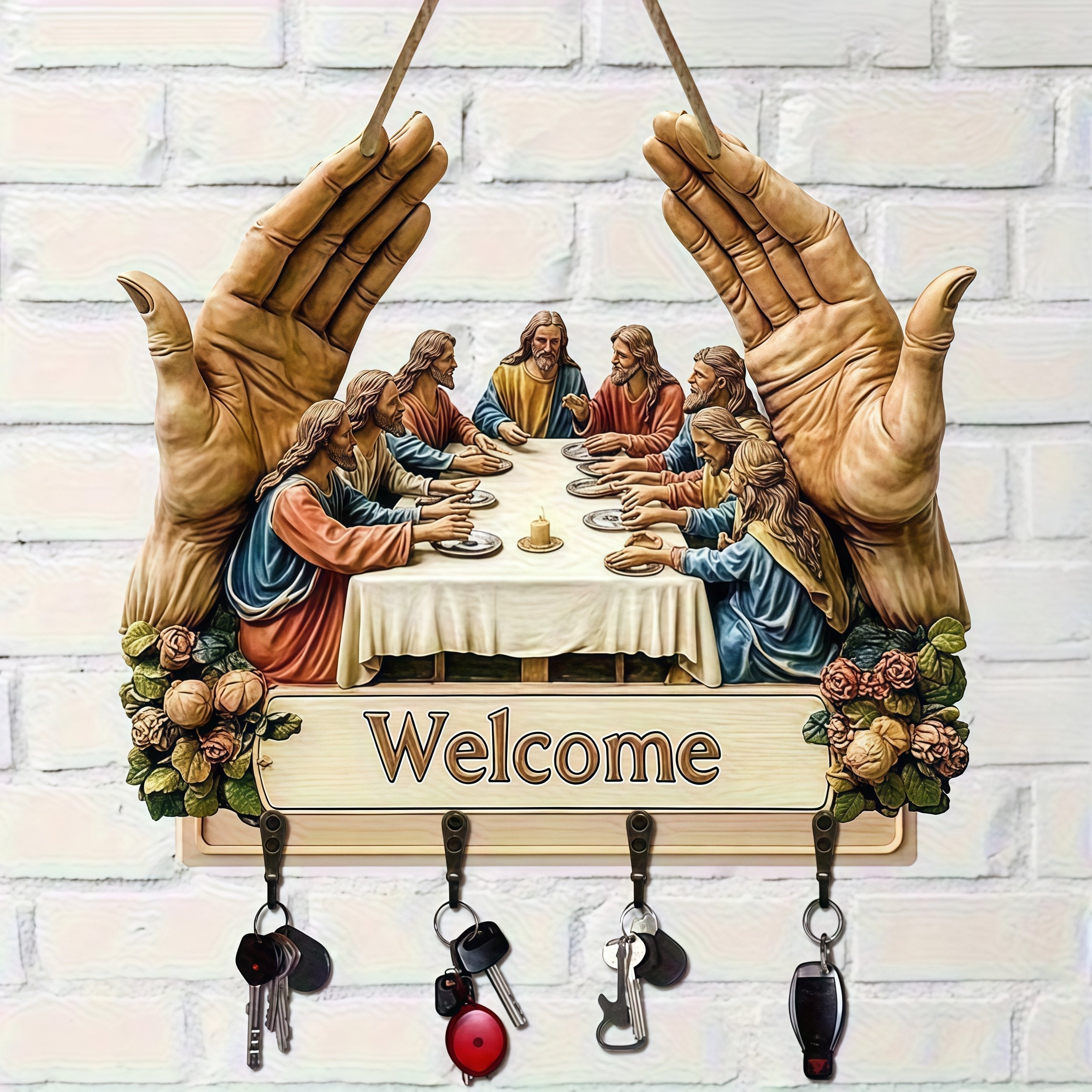 🔥This week's hot sale🔥 2D Jesus and Disciples Wall Art Keychain