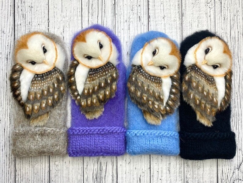 🔥This week's hot sale🔥 Hand Knitted Wool Nordic Mittens with Owls