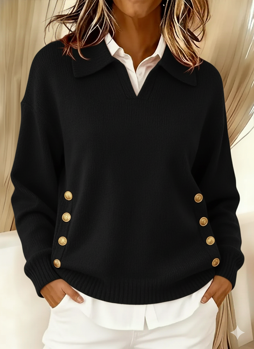 🔥This week's hot sale🔥Women's Collar Metal Button Sweater