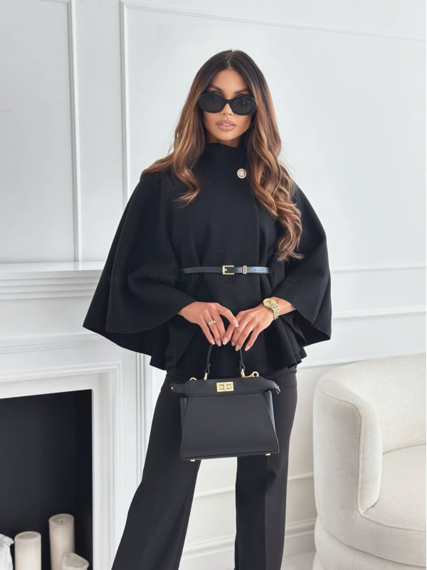 🔥This week's hot sale🔥Elegant Solid Color Belted Wool Cape Jacket