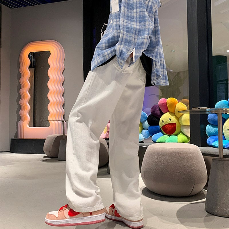 Men's stylish loose straight jeans