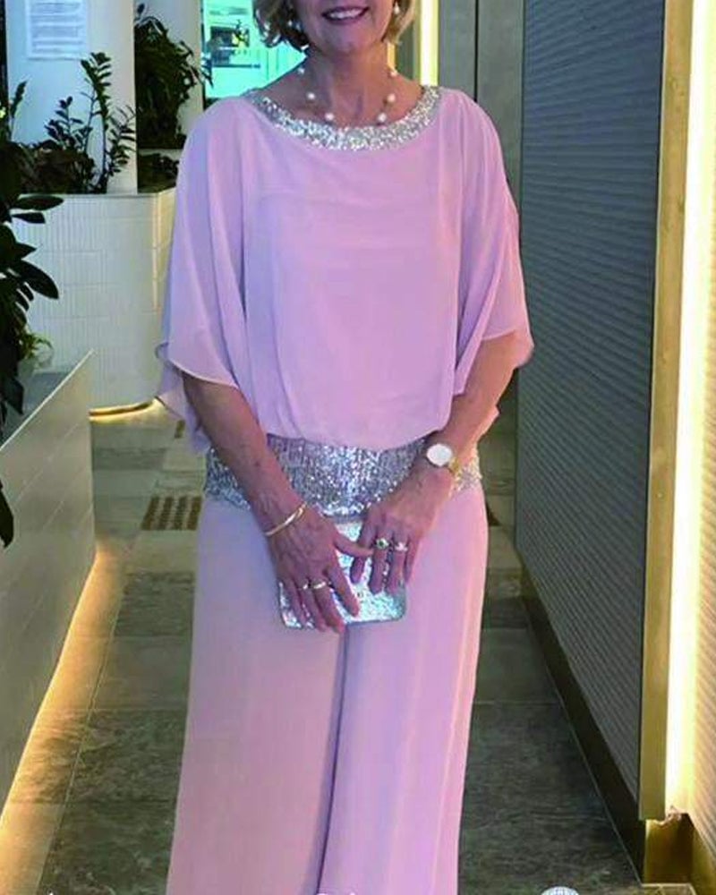 🔥This week's hot sale🔥Sequined Colorblock Elegant Two-piece Set